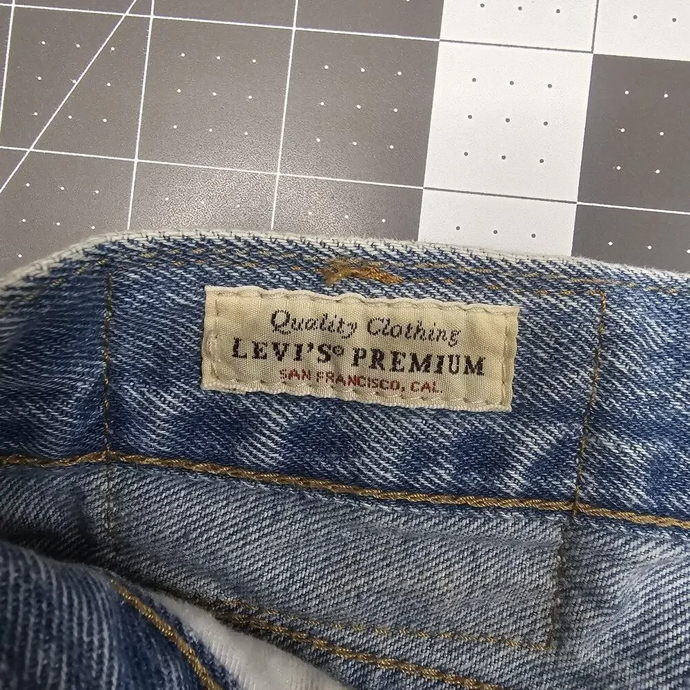 Levis Premium 551Z Jeans 38x32 Blue Hemp 90s Loose Baggy Straight Y2K Streetwear